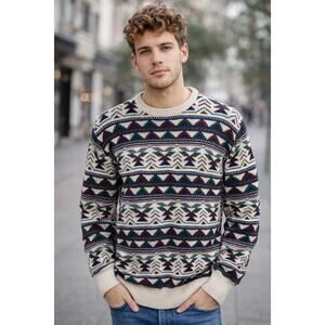 PacSun Men's Cotton Blend Southwestern Crewneck Sweater in Size M